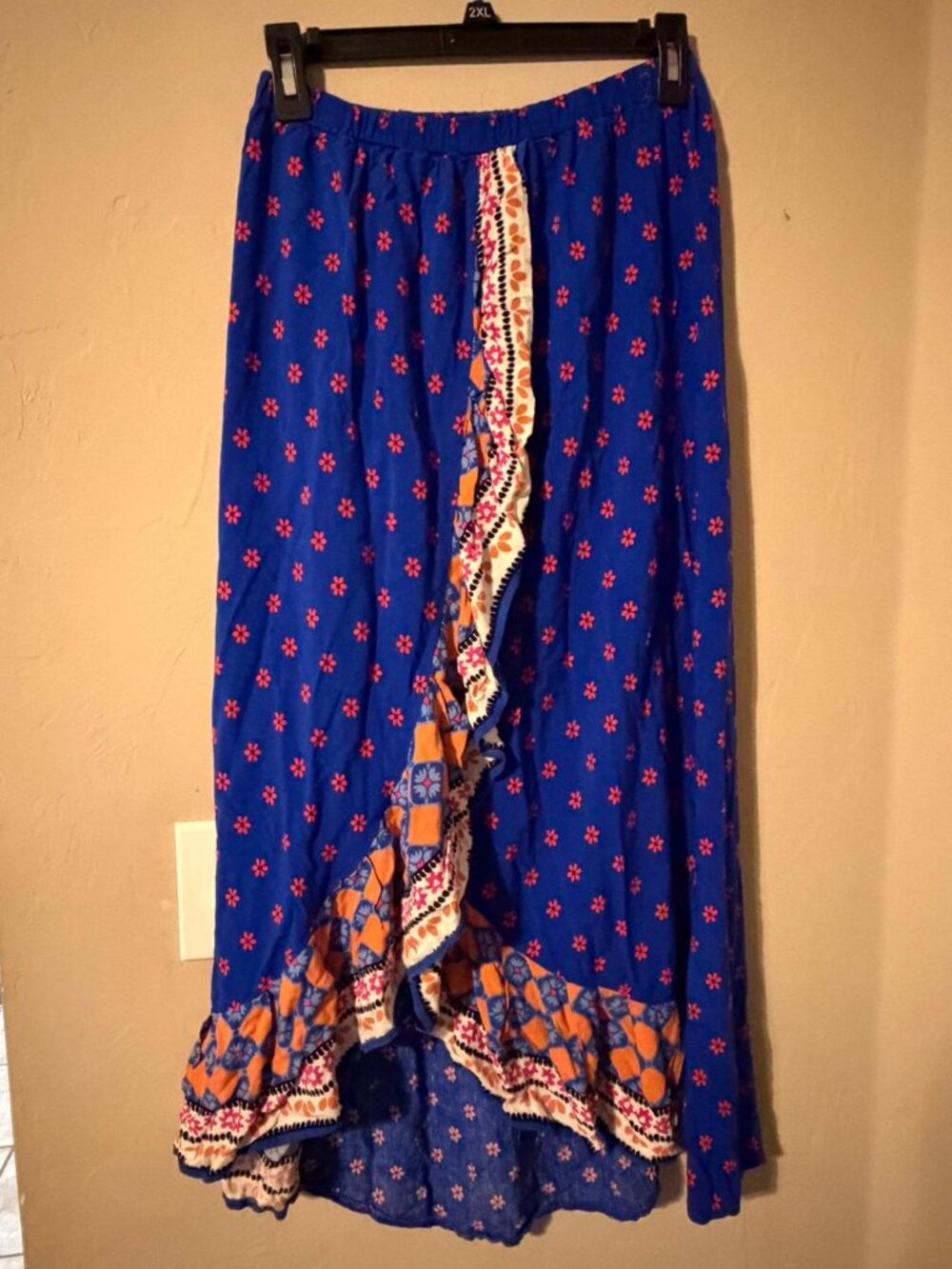 High-Low Skirt with Red Floral